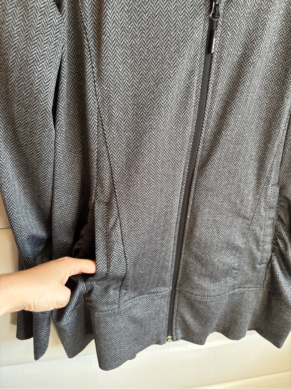 Mondetta Performance Full Zip Hooded Jacket Gray Black Herringbone Large - Picture 5 of 8